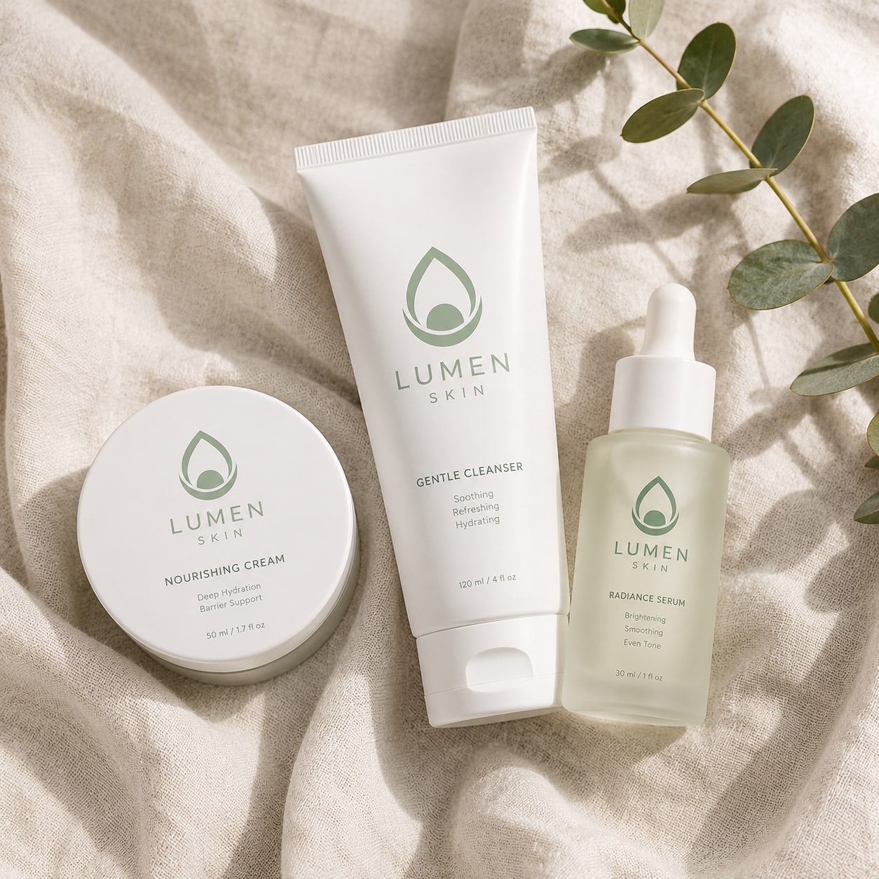 Full Lumen Skin routine, flat lay for their spring set