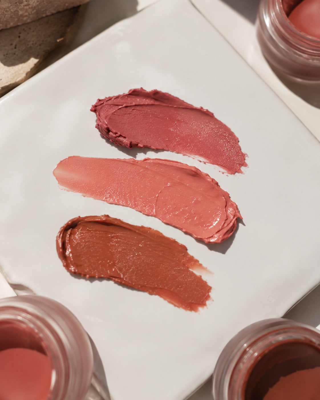 Swatch day: three balms, one tile